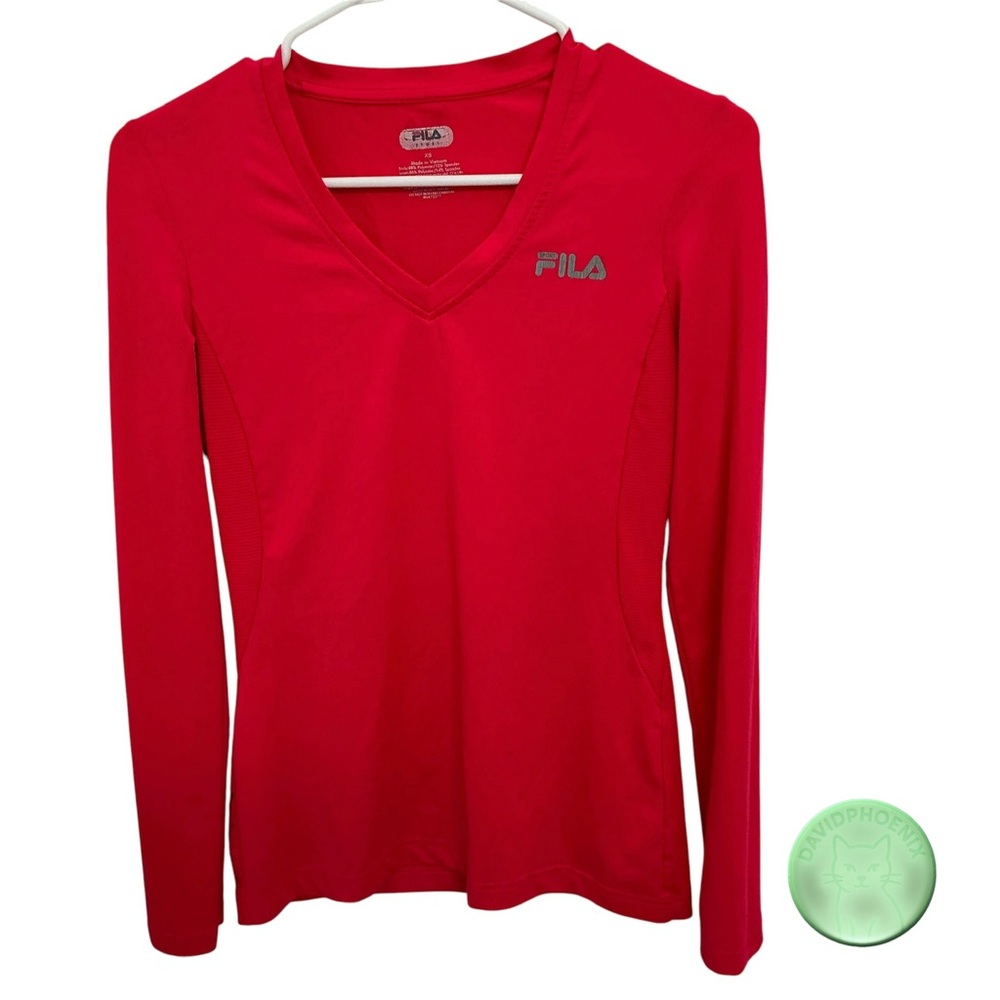 FILA Sport Diva Pink Long Sleeve Athletic Shirt Girls Size XS V-Neckline - Picture 2 of 10